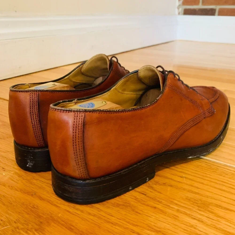 Allen Edmonds Dellwood Brown Leather Split Toe Oxfords Lace Up Men's Shoes 11